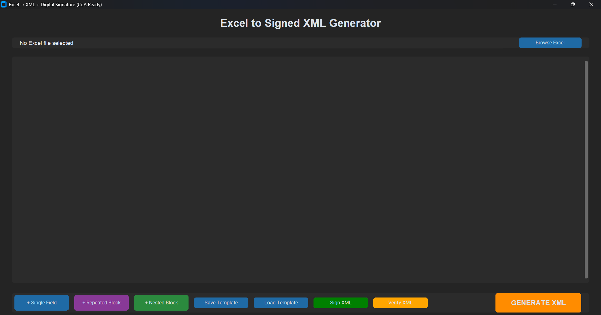 Excel to XML Convertor Tool